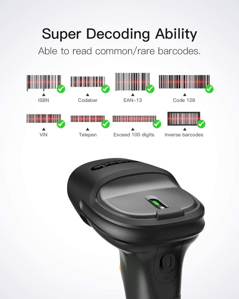 Inateck Bluetooth® Wireless Barcode Scanner with 100M Ultra Long ...