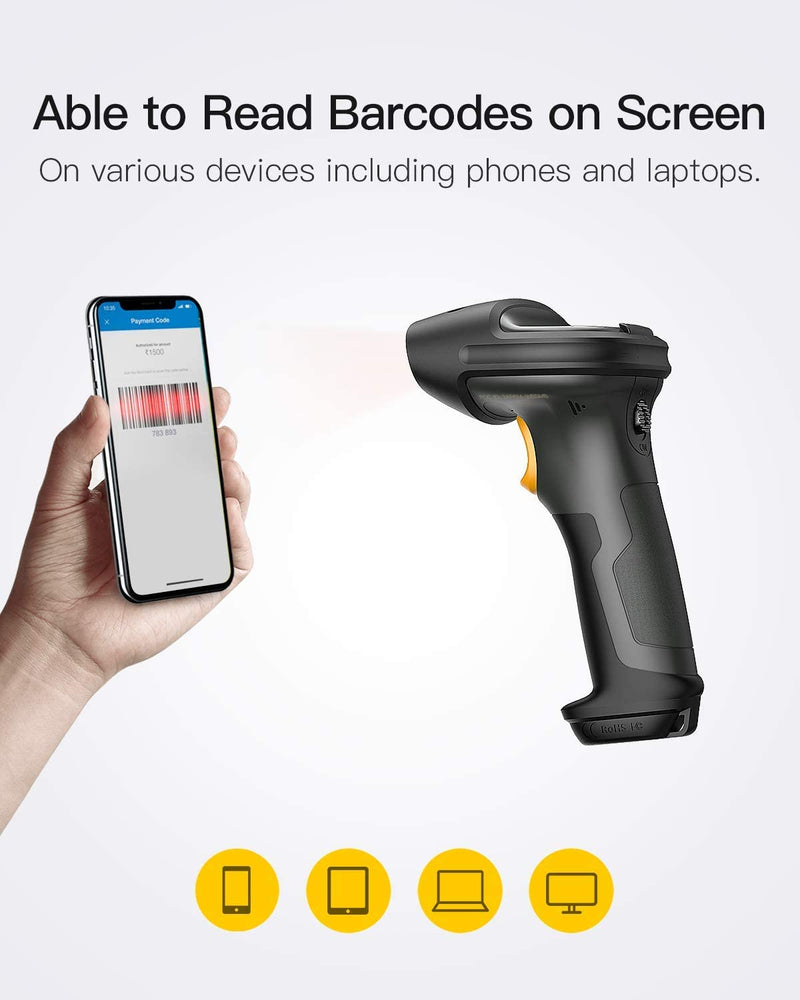 Bluetooth® Wireless Barcode Scanner with 100M Ultra Long Transmission Distance, Read Screen, P7 (Pro 7)