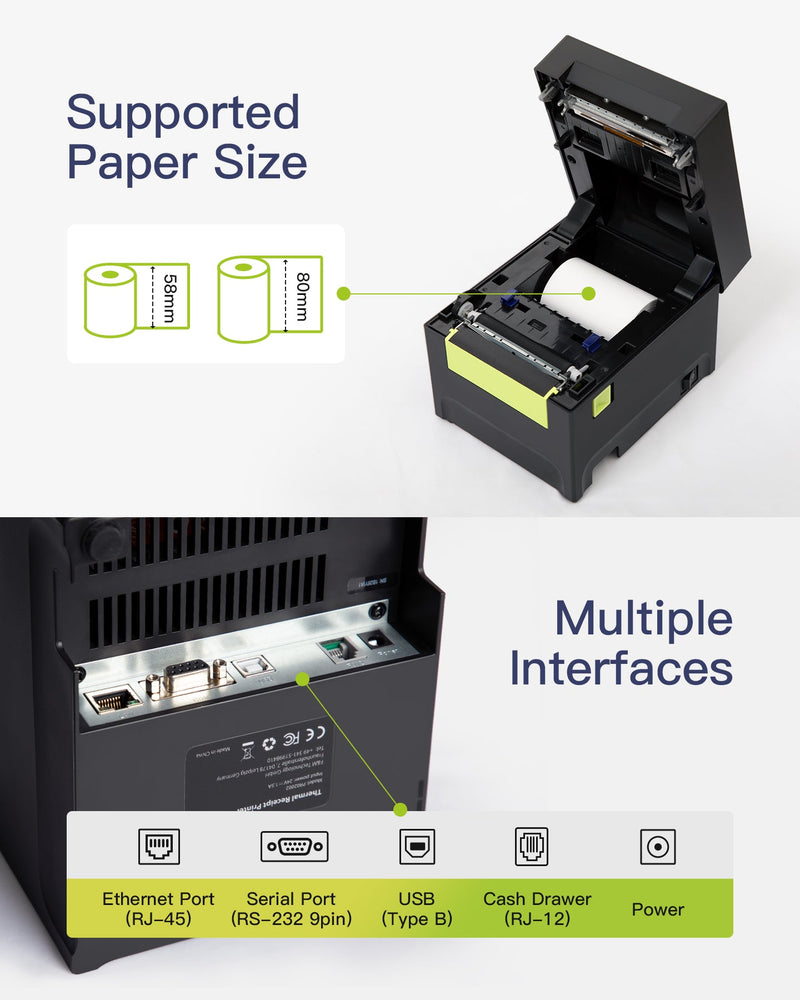 Receipt Thermal Printer with ESC/POS Support, PR02002 - Inateck Office