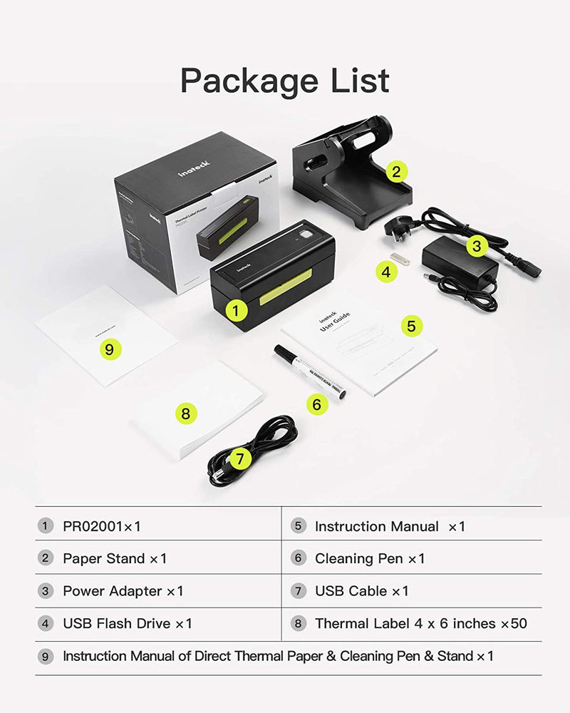 4x6 Shipping Label Printer with Stand, PR02001 - Inateck Office