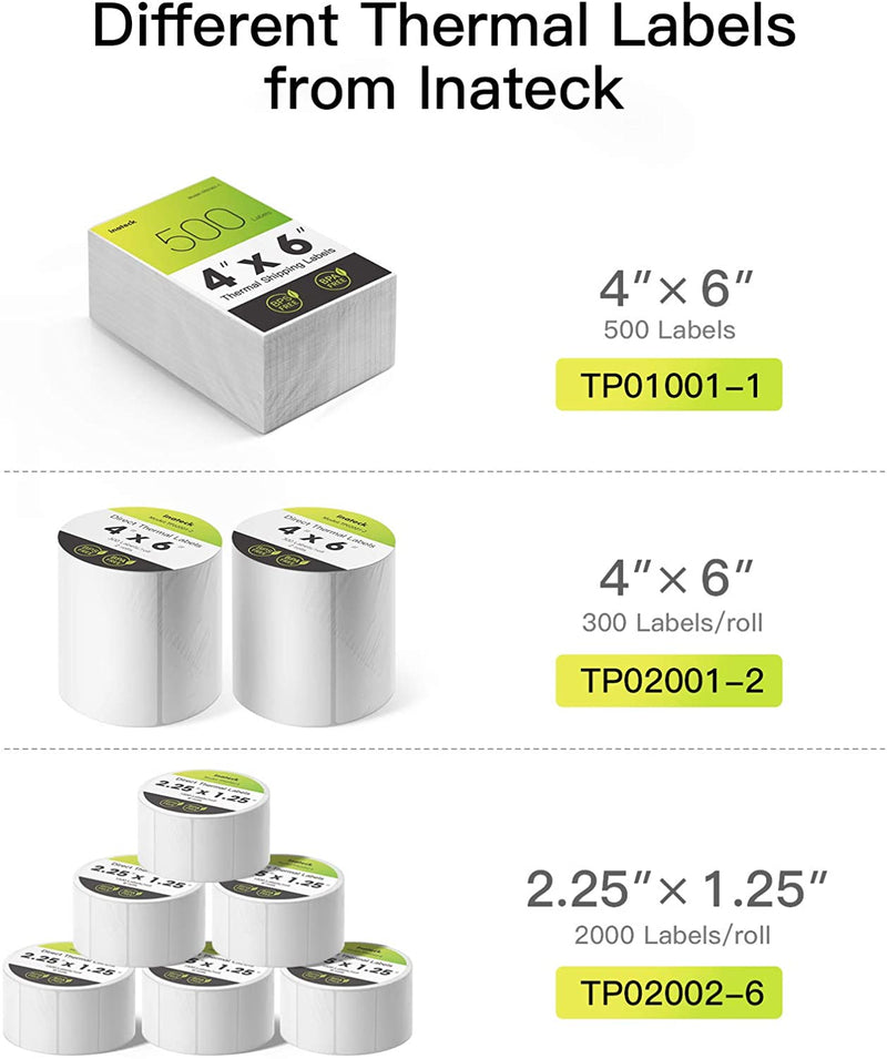Thermal Direct Shipping Label, 4 Inch×6 Inch (100 mm×150 mm), Waterproof Transportation Label, BPA/BPS Free, 300 Labels per Roll×2 Rolls TP02001-2 - Inateck Office