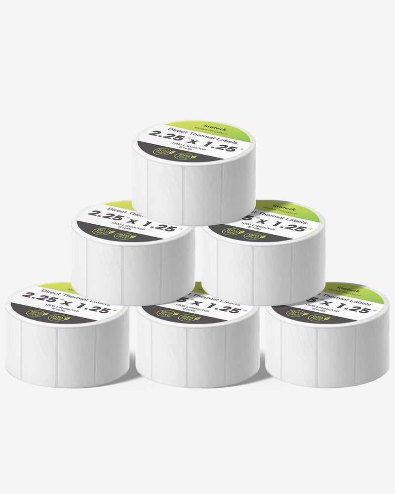 Thermal Direct Shipping Label, 2 1/4 Inch ×1 1/4 Inch, Waterproof Transportation Label, BPA/BPS Free, 1500 Labels × 6 Rolls TP02002-6 - Inateck Office