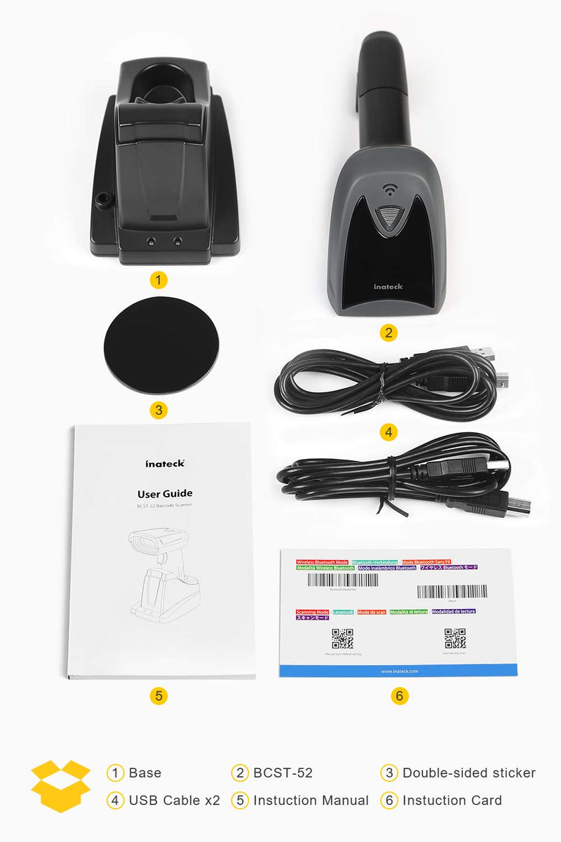 2D Wireless Bluetooth® Barcode Scanner with Smart Base, BCST-52 - Inateck Office